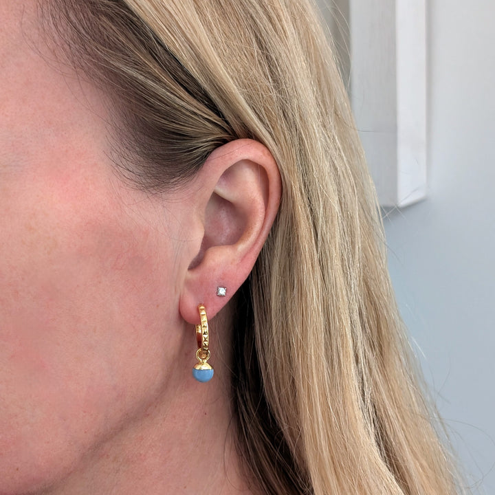 The Orb Blue Opal October Birthstone Earrings