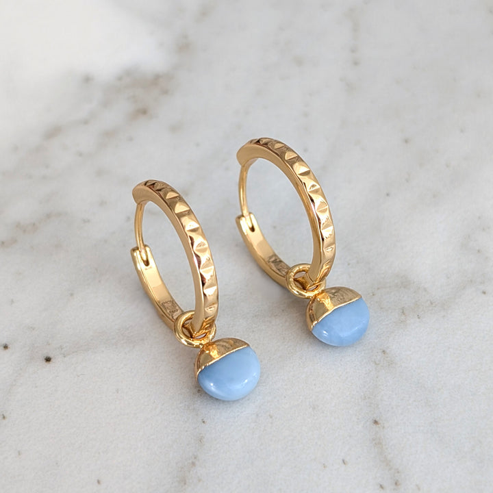 The Orb Blue Opal October Birthstone Earrings