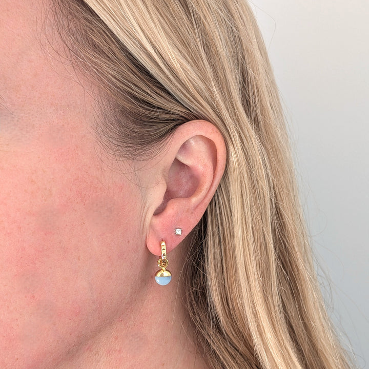 The Orb Blue Opal October Birthstone Earrings