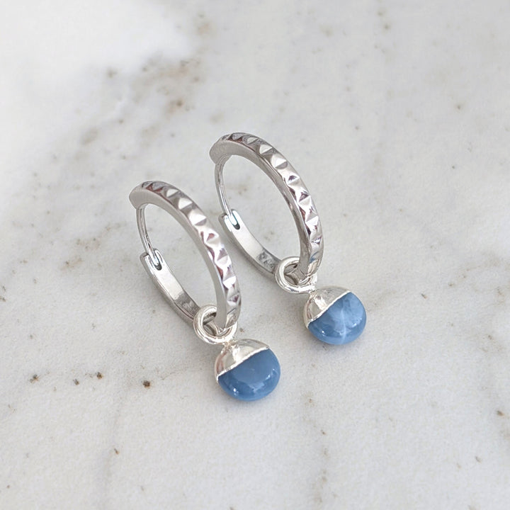 sterling silver blue opal October birthstone earrings
