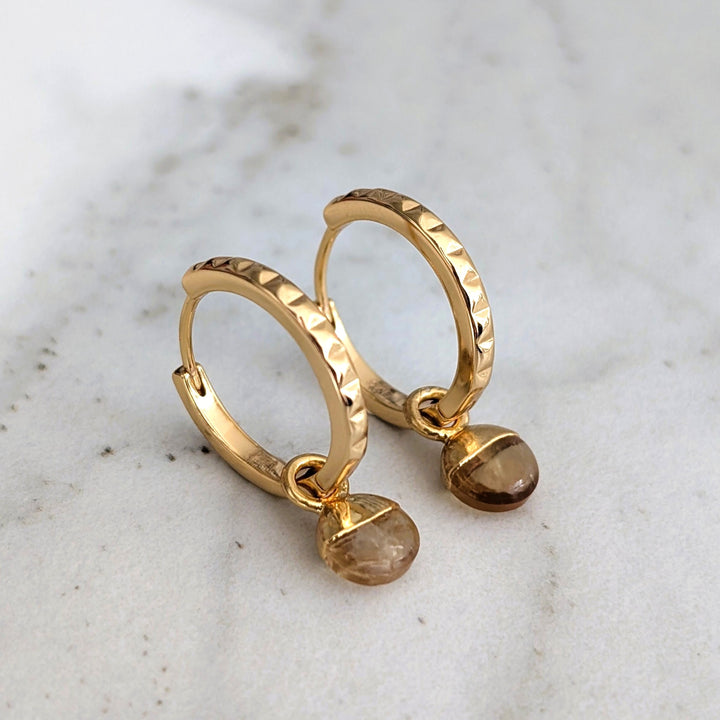 gold citrine November birthstone earrings