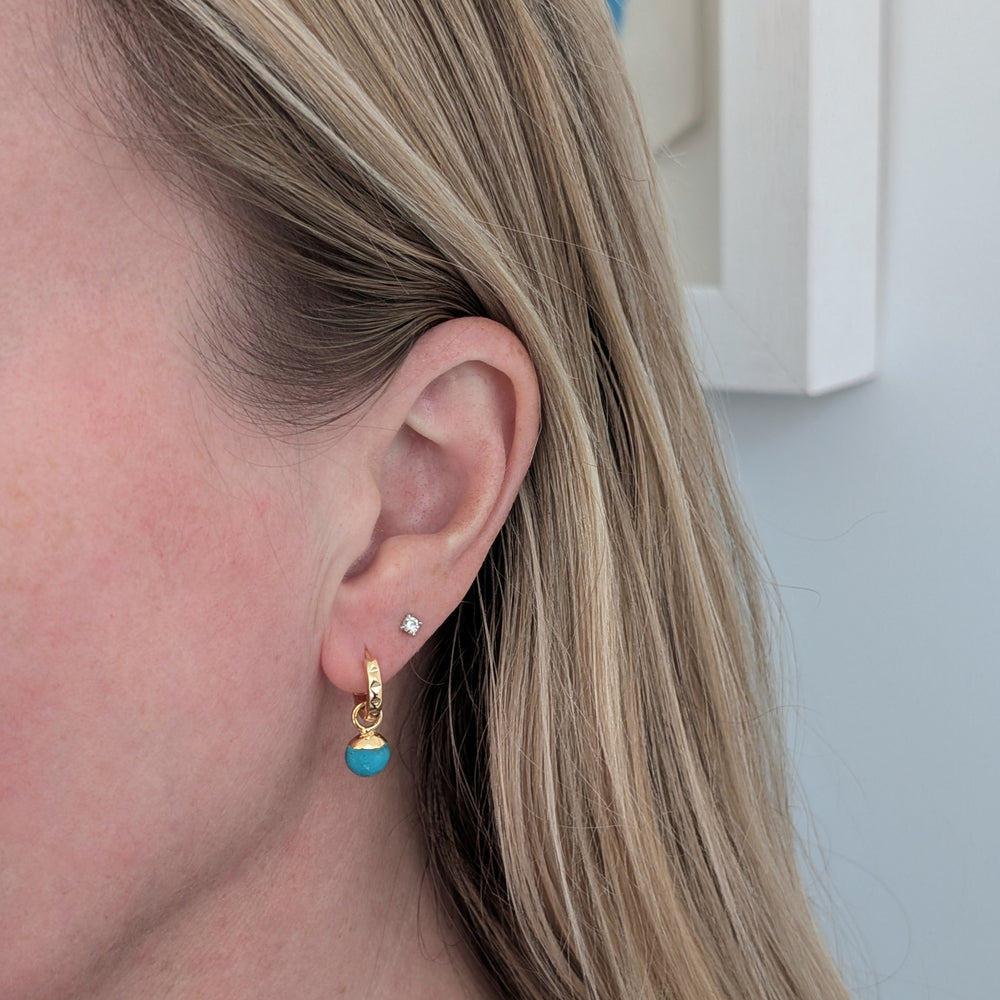 gold turquoise December birthstone earrings
