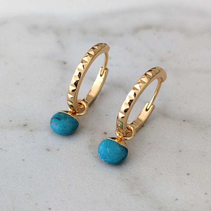 gold turquoise December birthstone earrings