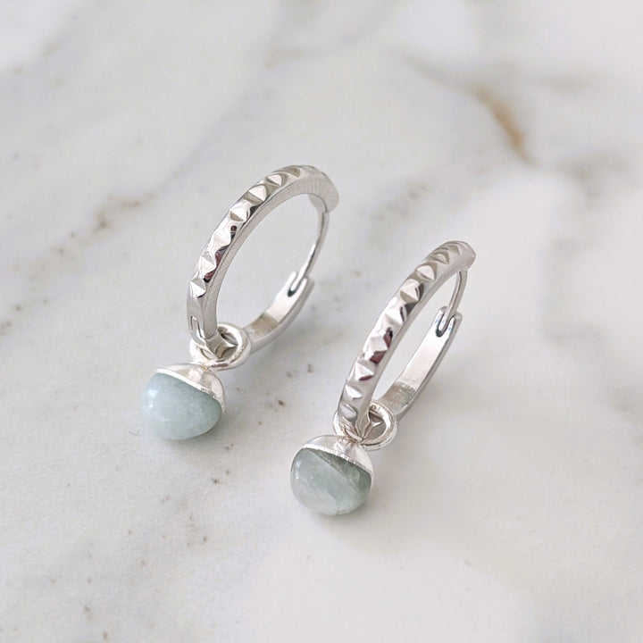 silver aquamarine March birthstone earrings