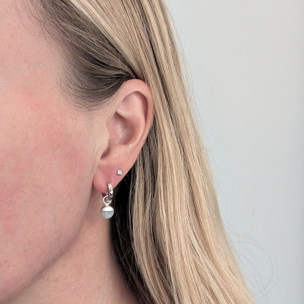 silver aquamarine March birthstone earrings