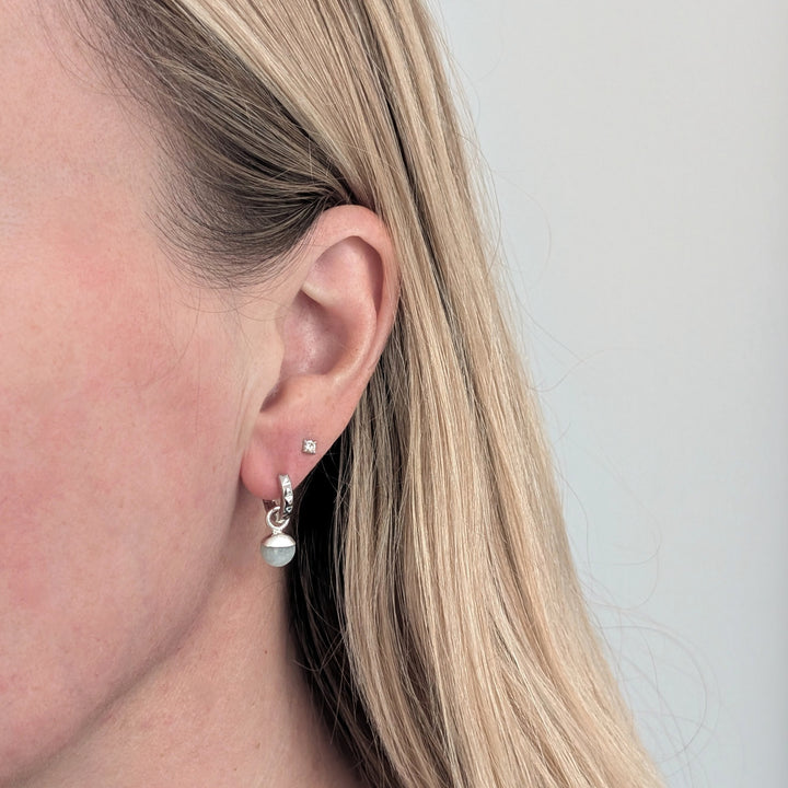 silver aquamarine March birthstone earrings