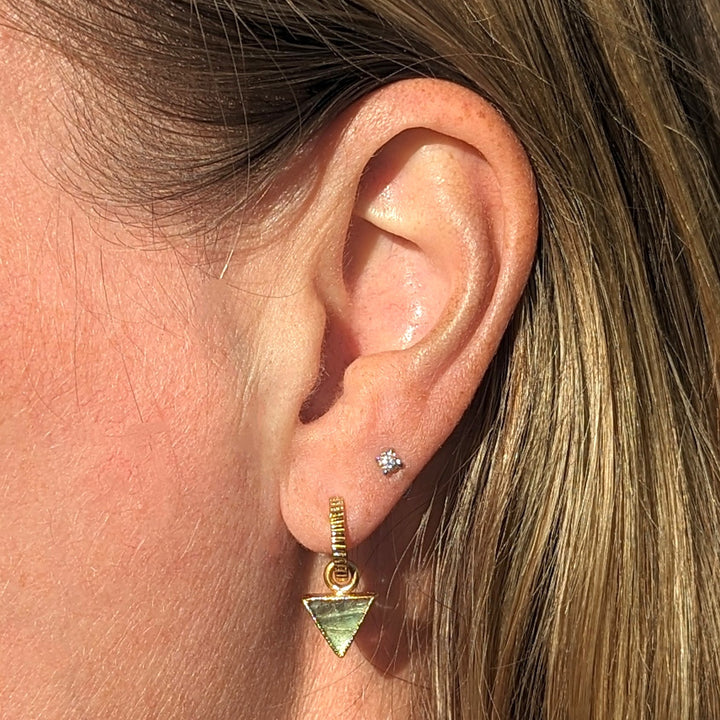 gold labradorite triangular charm earrings