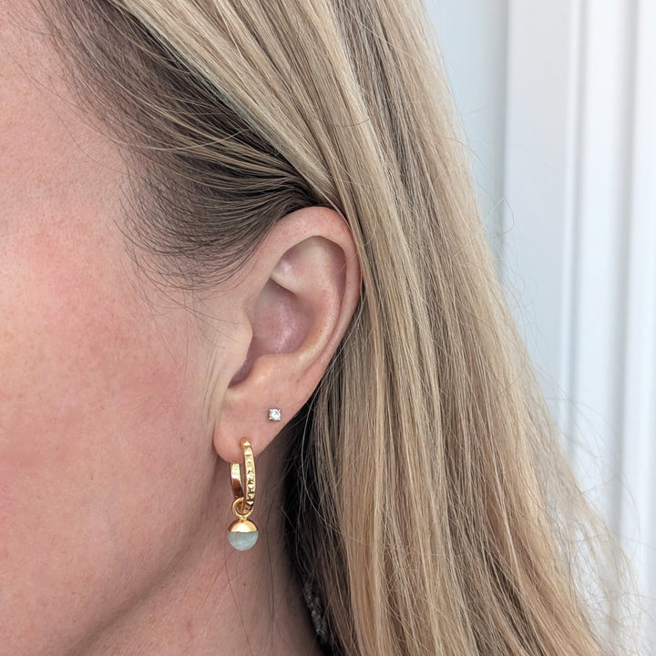 gold aquamarine March birthstone earrings