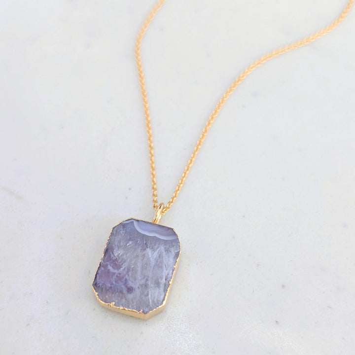 amethyst strata rectangular pendant necklace