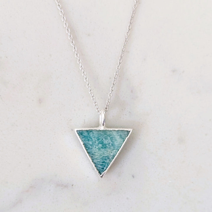sterling silver amazonite triangular charm pendant necklace