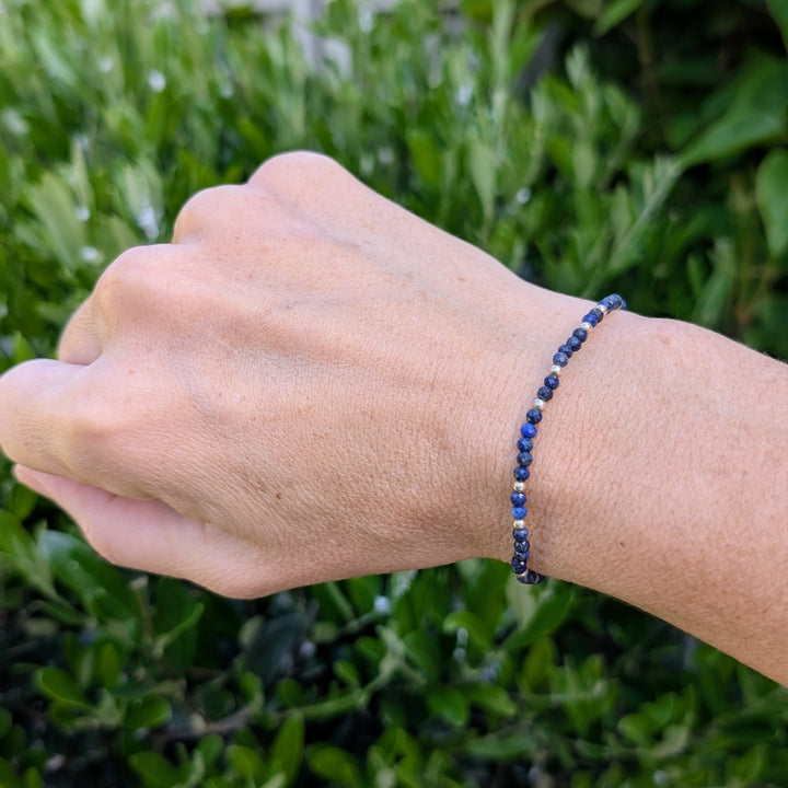 lapis lazuli and gold bead gemstone bracelet