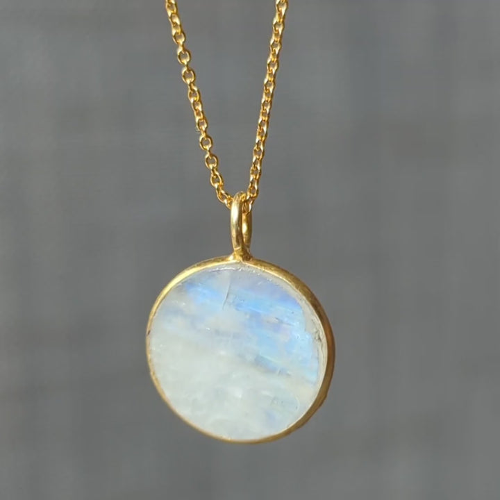 gold moonstone June birthstone pendant necklace