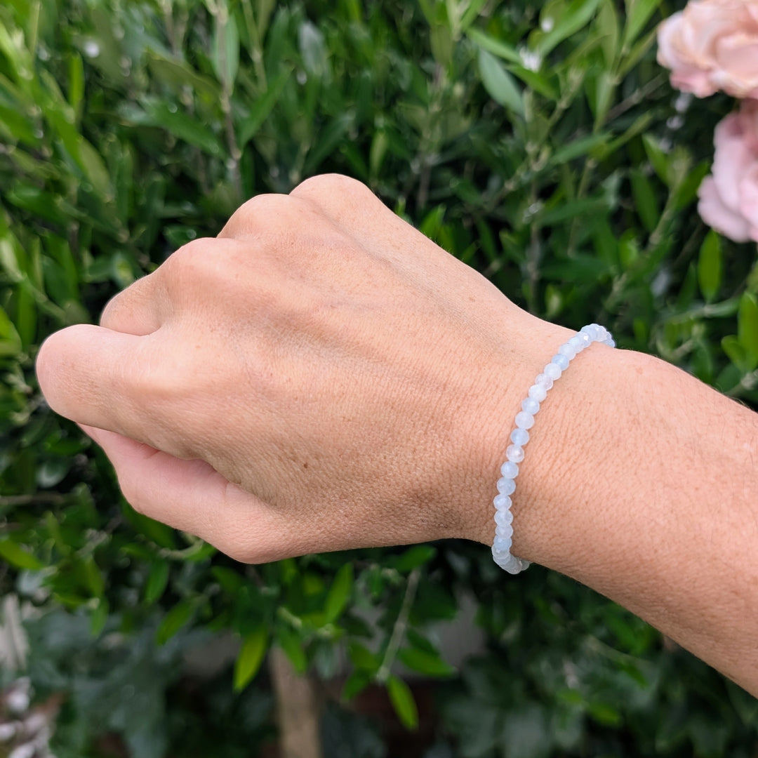 Aquamarine Gemstone Bracelet - 4mm Faceted