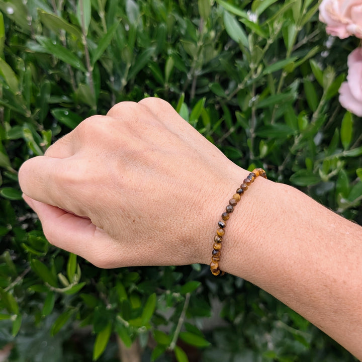 Tiger's Eye Gemstone Bracelet - 4mm Faceted