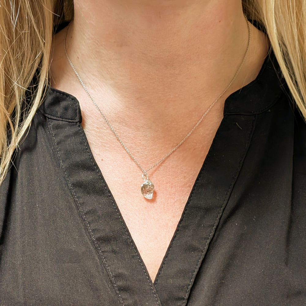 sterling silver herkimer diamond pendant necklace