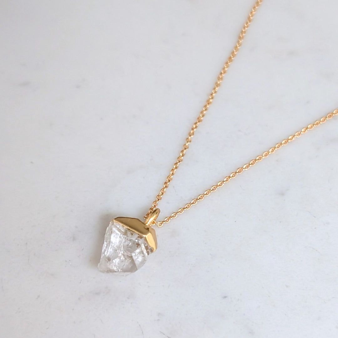 gold herkimer diamond pendant necklace