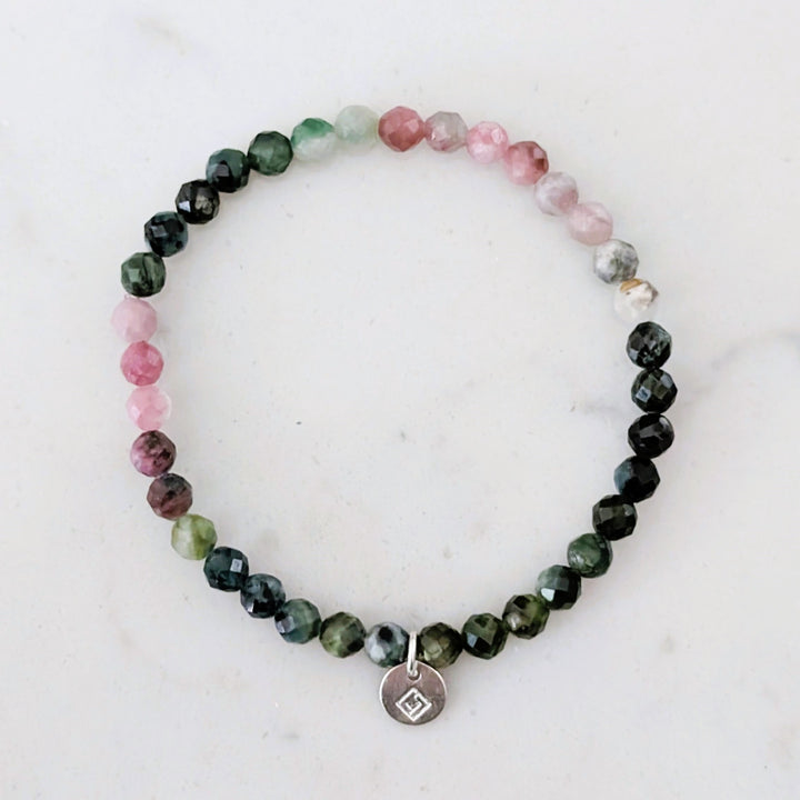 watermelon tourmaline gemstone children's bracelet