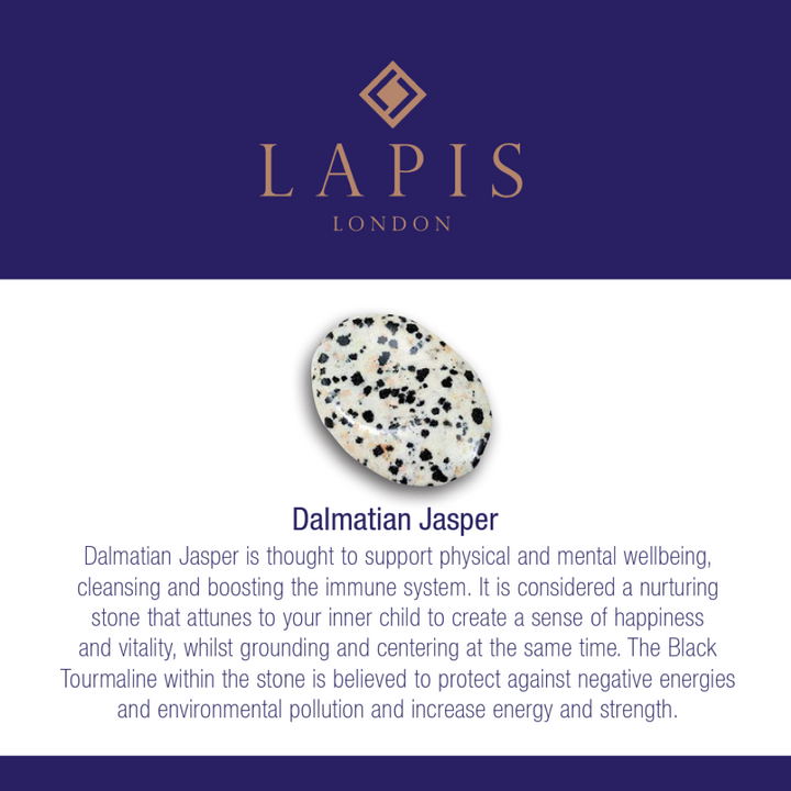 Lapis London Dalmatian Jasper gemstone meaning card
