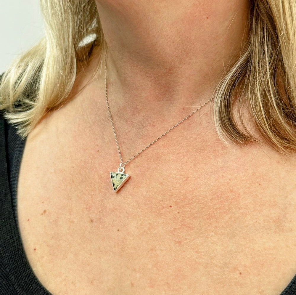 dalmatian jasper silver pendant necklace