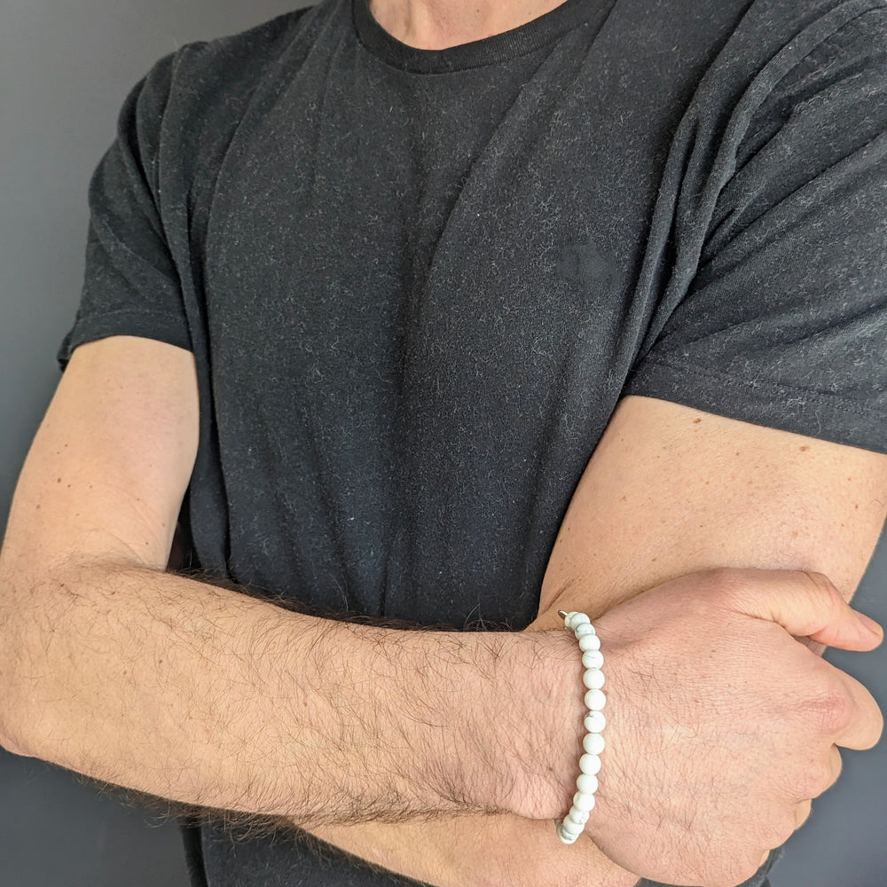 men's white howlite gemstone bracelet