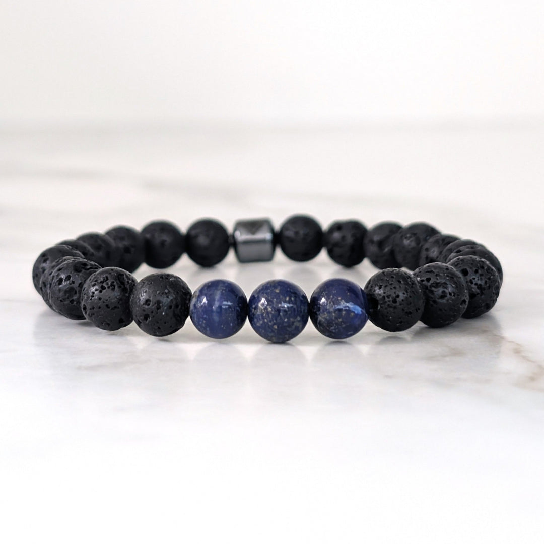 men's lapis lazuli September birthstone bracelet 