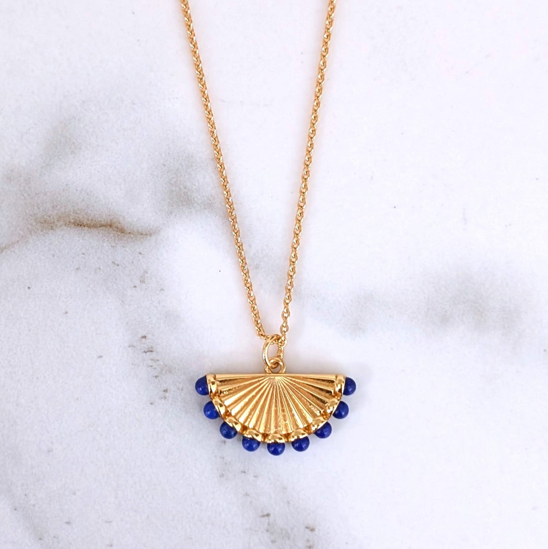 lapis lazuli fan pendant necklace 
