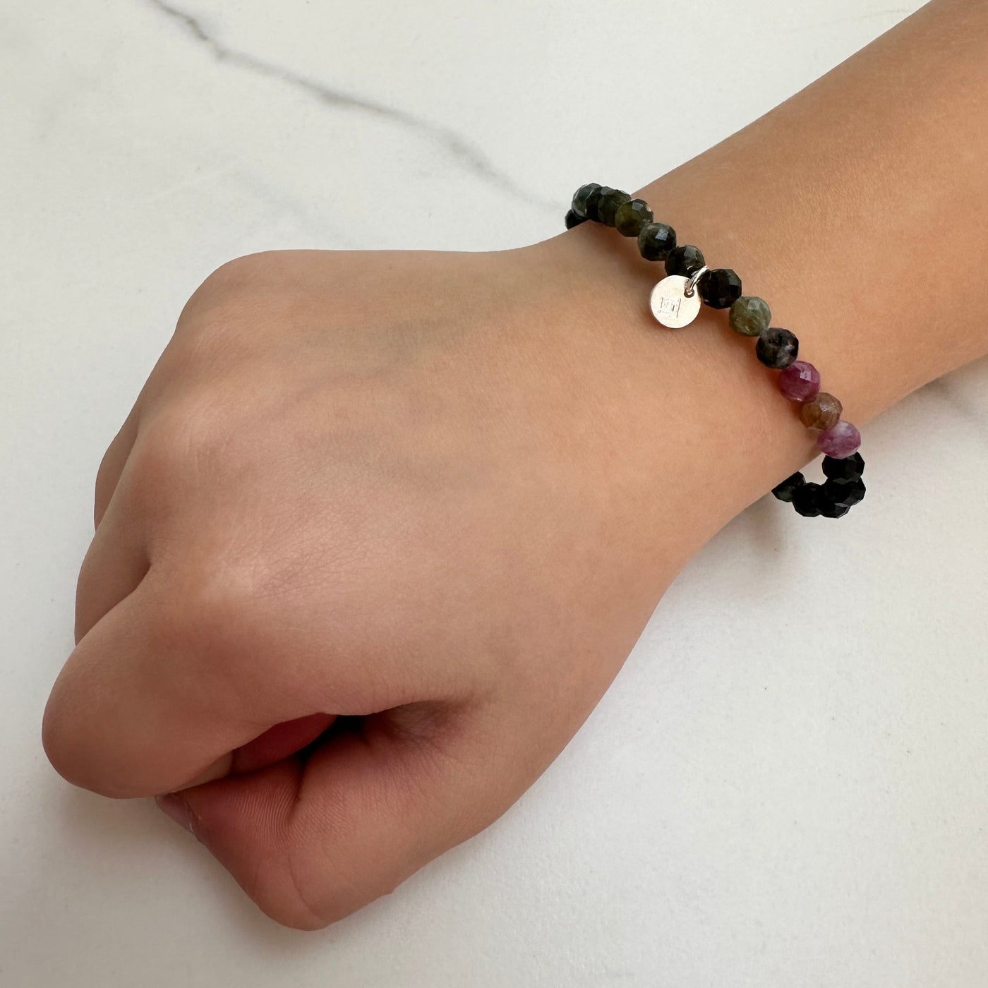 children's watermelon tourmaline natural gemstone bracelet 4mm beads