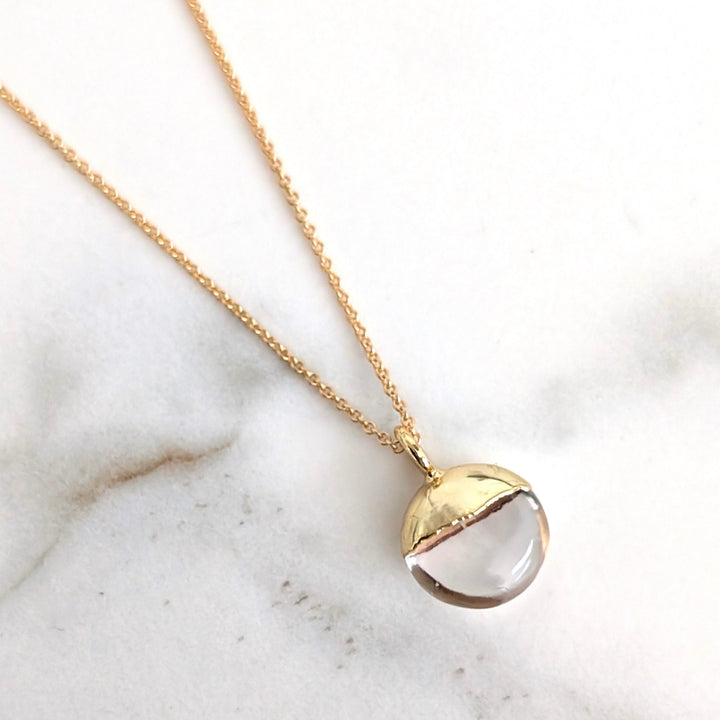 Clear Quartz the orb gold necklace 