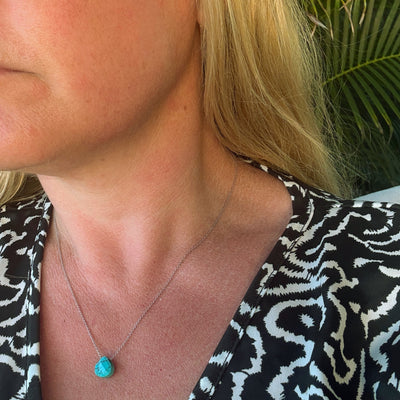 Turquoise Teardrop December Birthstone Necklace