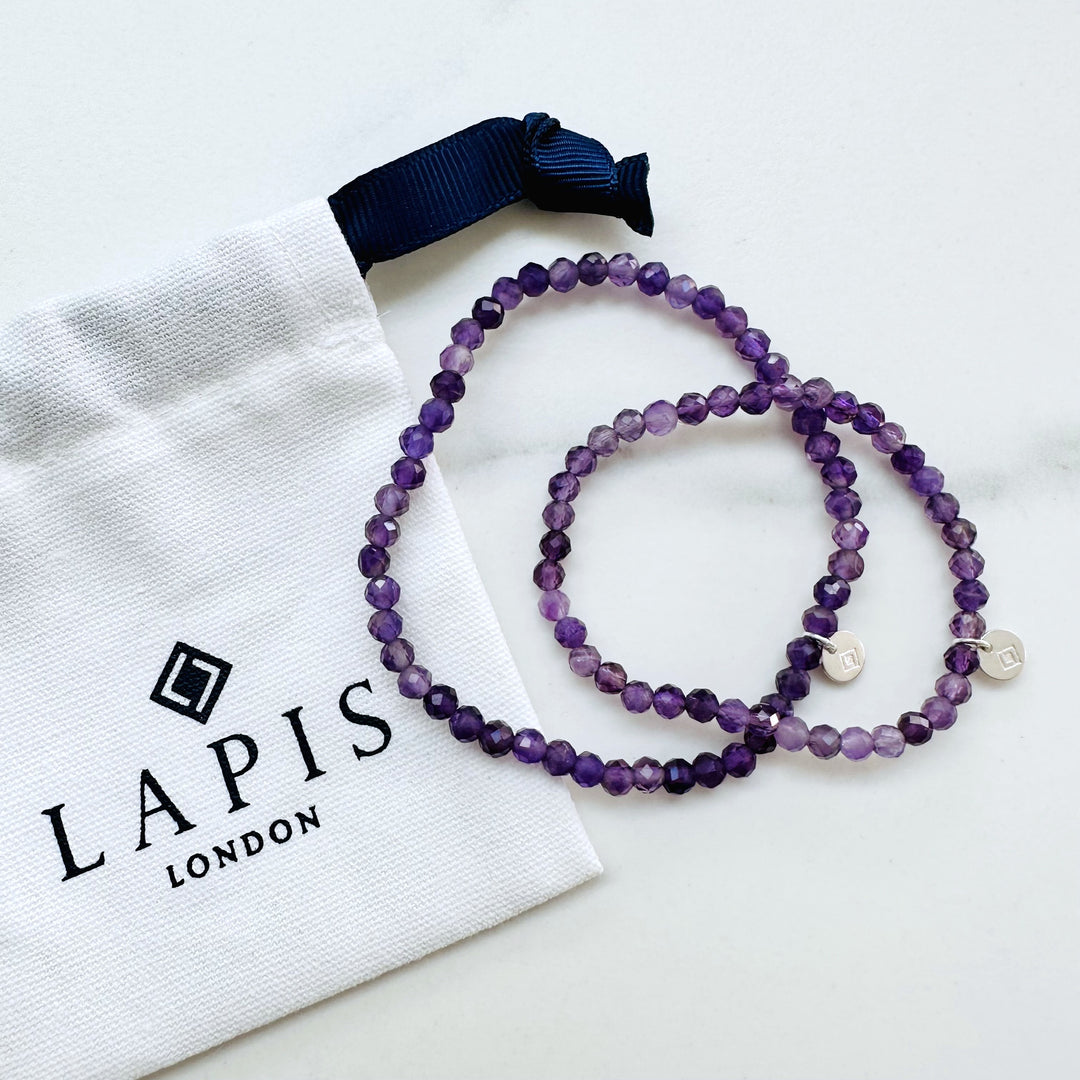 amethyst "mummy and me" gemstone bracelet set 