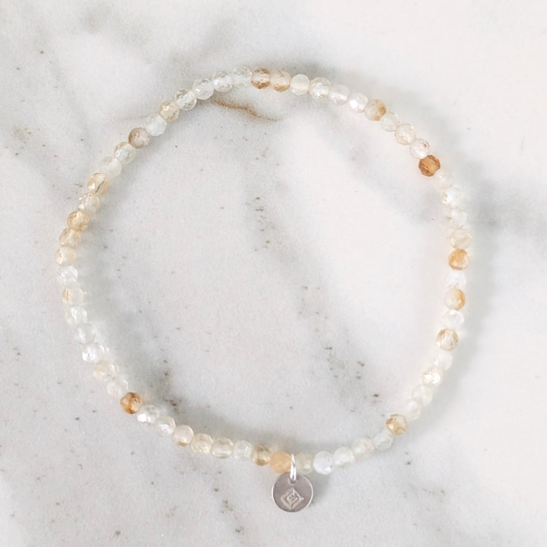 3mm faceted bead citrine gemstone bracelet 