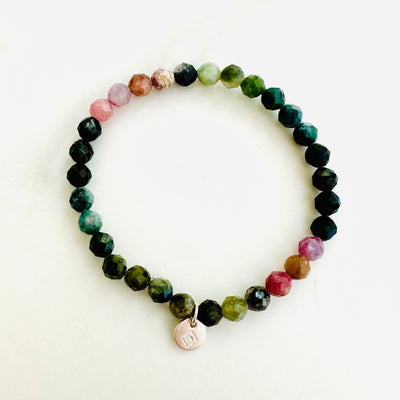 children's watermelon tourmaline gemstone bracelet 4mm beads