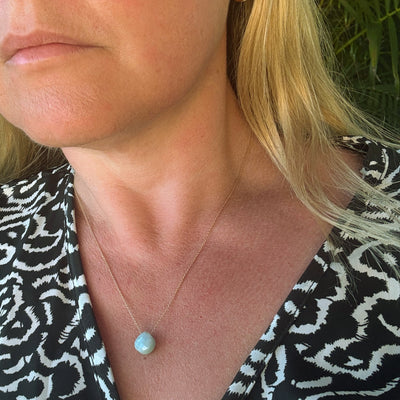 Aquamarine Teardrop March Birthstone Necklace