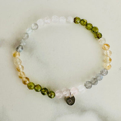 friendship bracelet natural gemstone beads peridot, rose quartz, citrine and labradorite 4mm beads