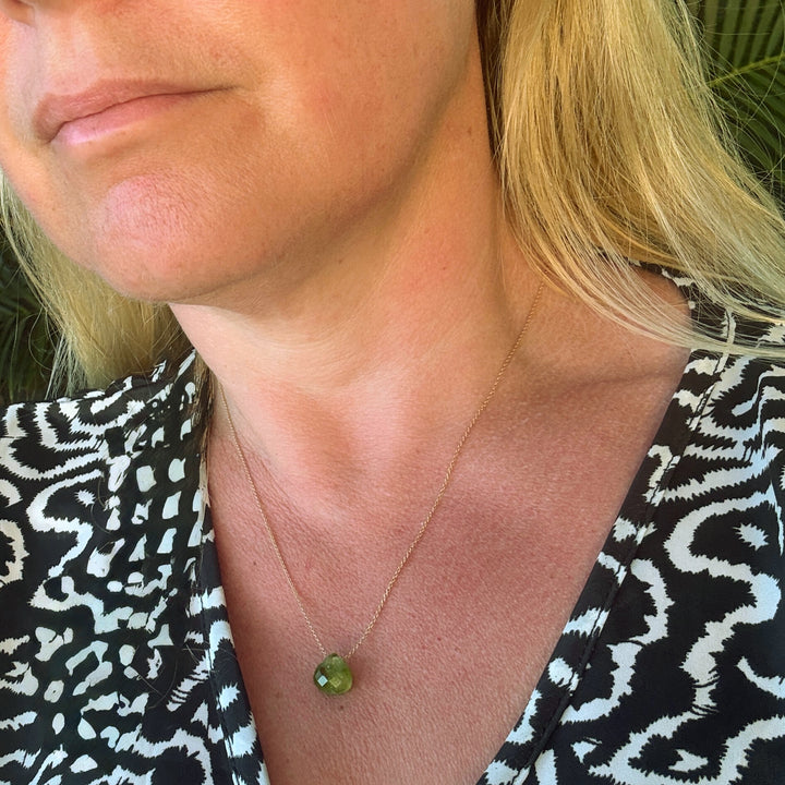 Peridot Teardrop August Birthstone Necklace