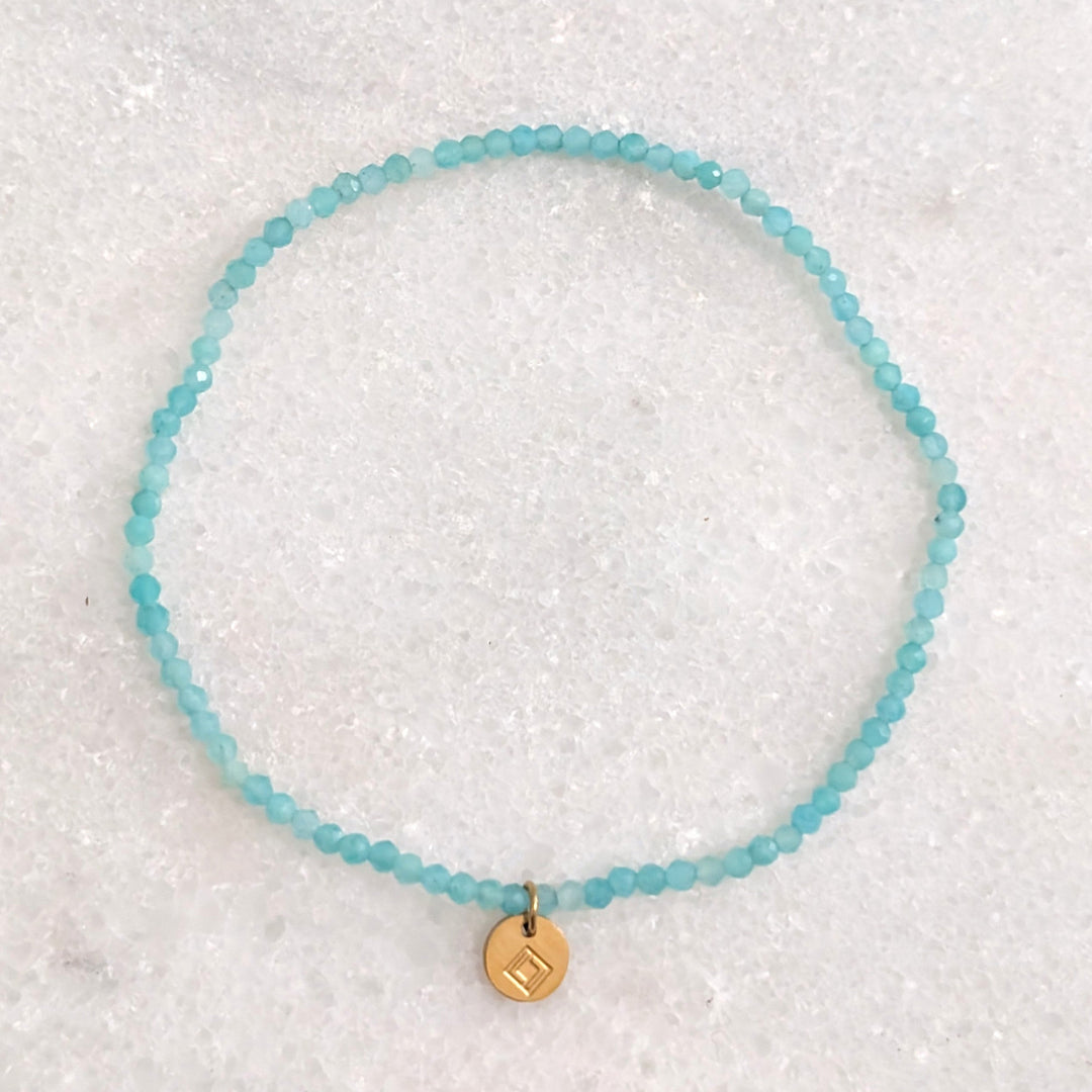 skinny amazonite gemstone bracelet with 2mm faceted beads