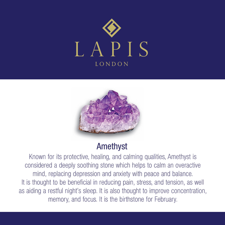 Men's Amethyst & Lava Bead February Birthstone Bracelet  - 8mm Smooth