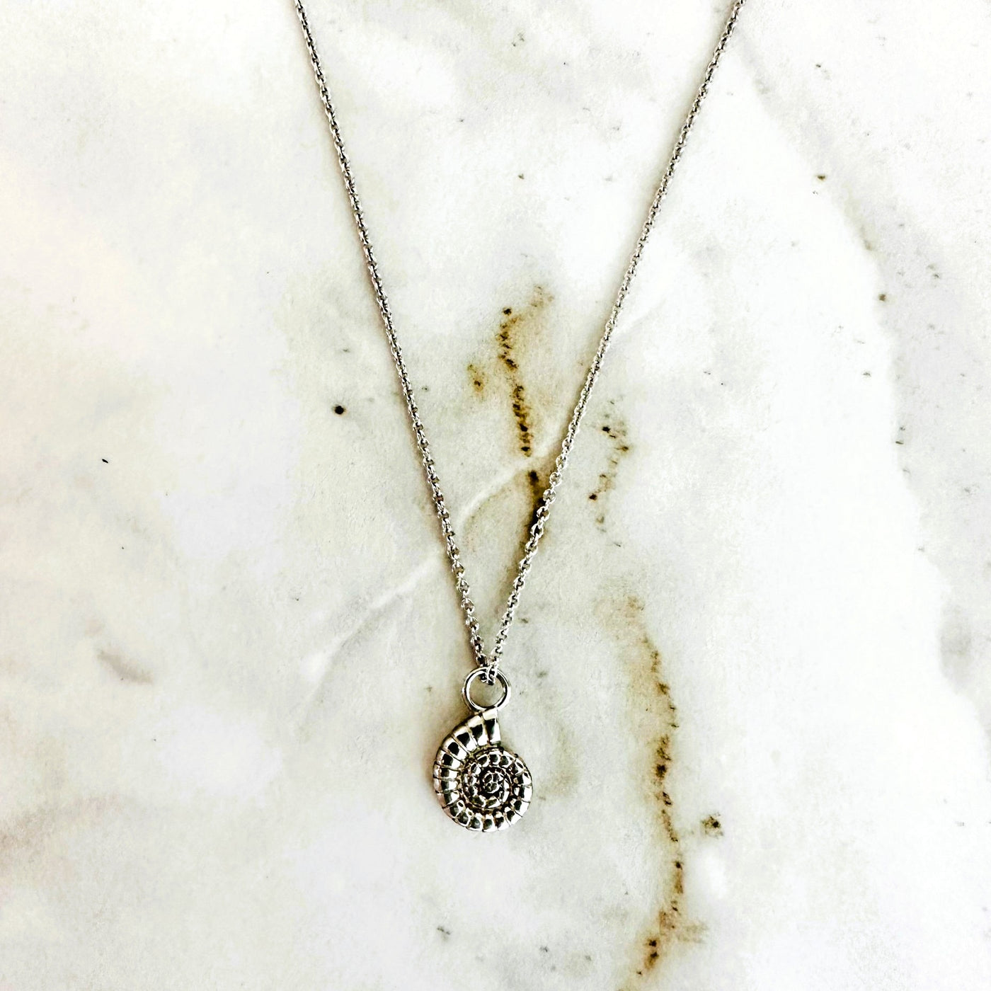 Sterling silver ammonite necklace