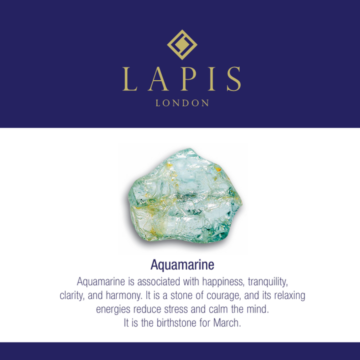 Men's Aquamarine & Lava Bead March Birthstone Bracelet  - 8mm Smooth