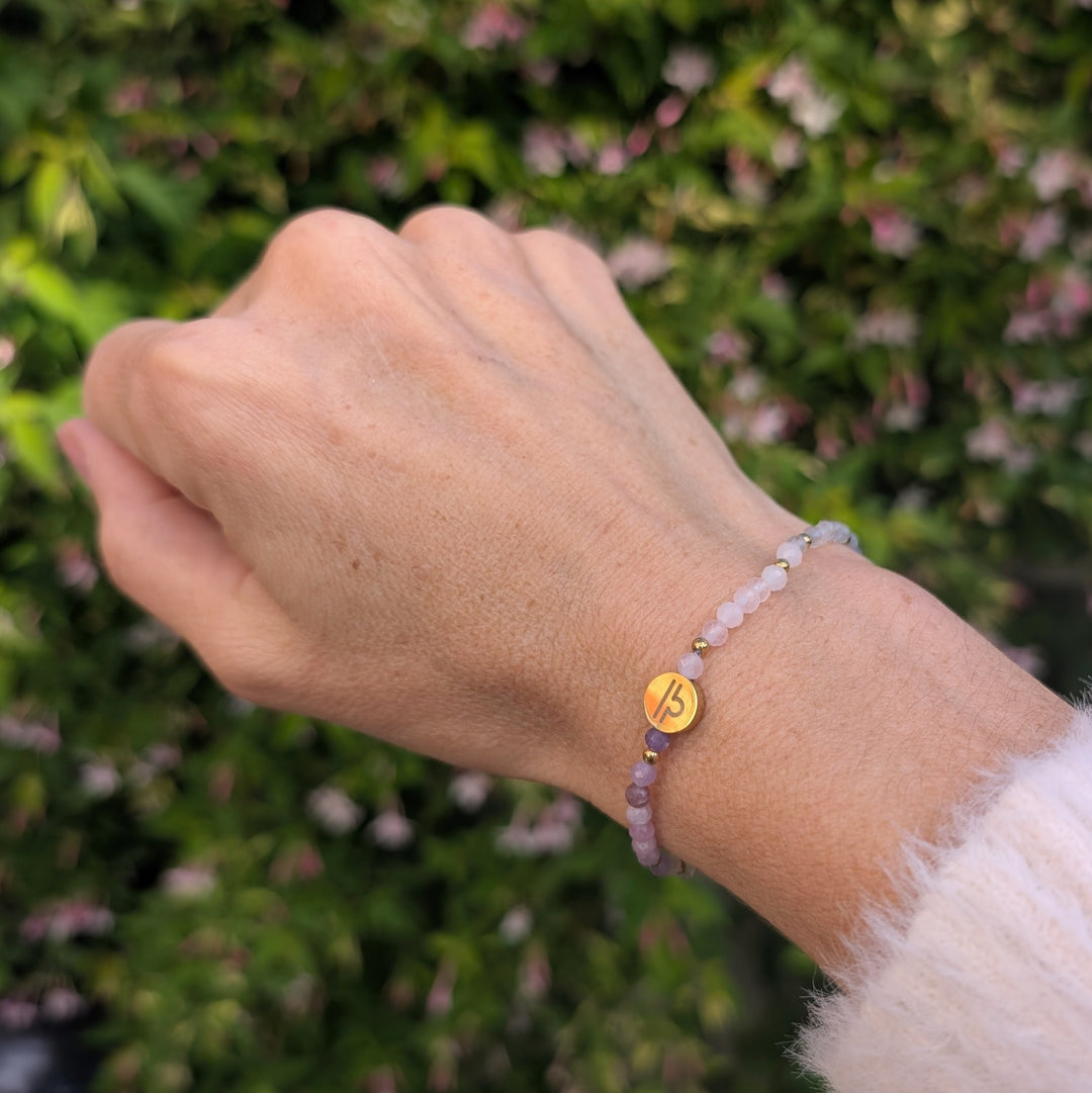 Aquamarine, Fluorite and Amethyst Aquarius Zodiac Gemstone Bracelet 