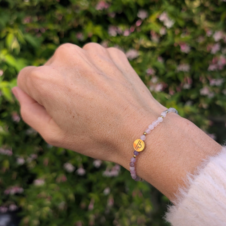 Aquamarine, Fluorite and Amethyst Aquarius Zodiac Gemstone Bracelet 