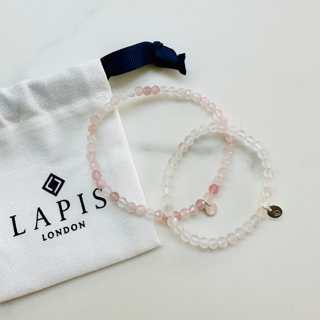 rose quartz mummy and me gemstone bracelet set 