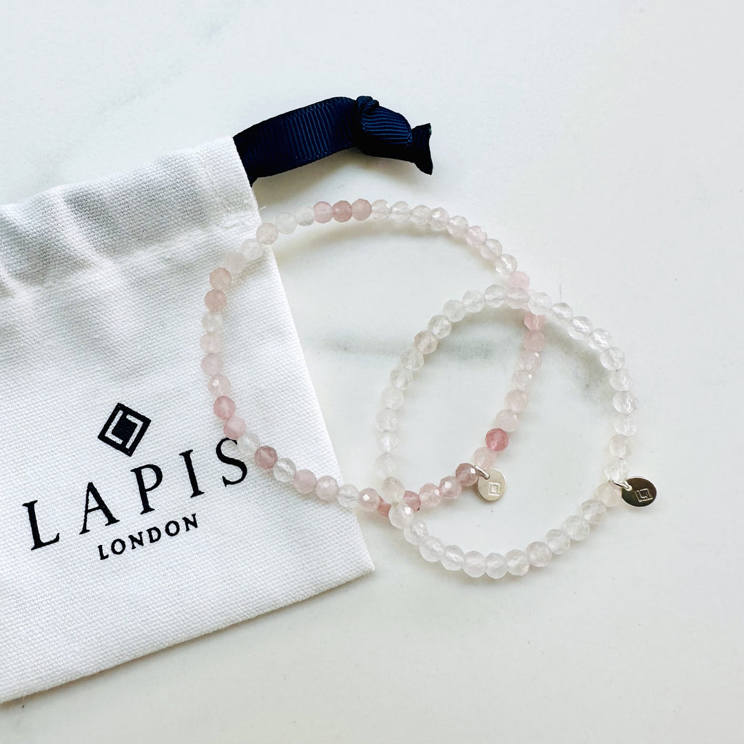 rose quartz Mummy and Me gemstone bracelet set