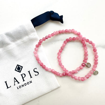 pink tourmaline mummy and me gemstone bracelet set 