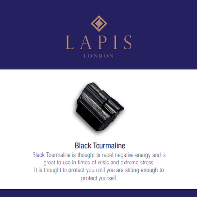 Lapis London black tourmaline gemstone meaning card