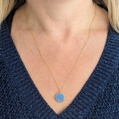 blue opal October birthstone pendant necklace
