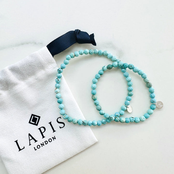 turquoise Mummy and Me gemstone bead bracelet set 