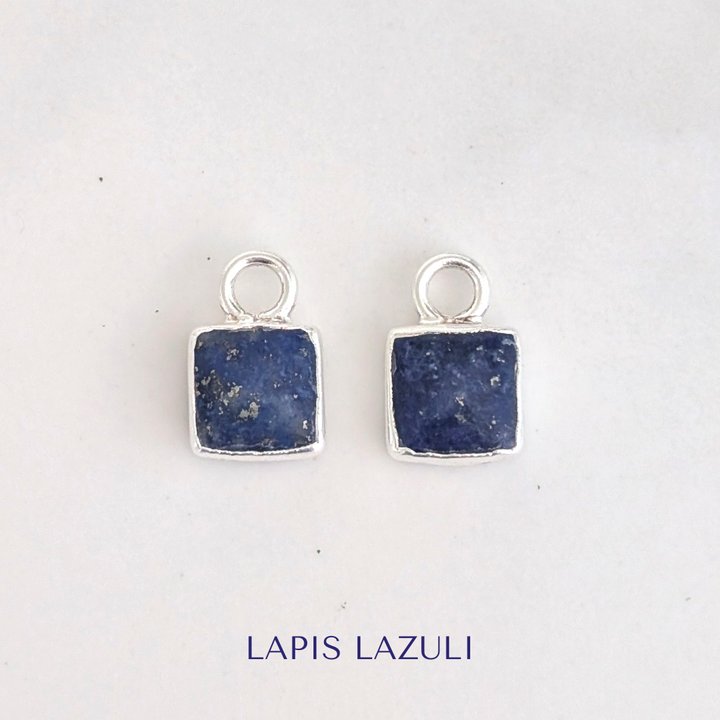 square sterling silver lapis lazuli earring charms