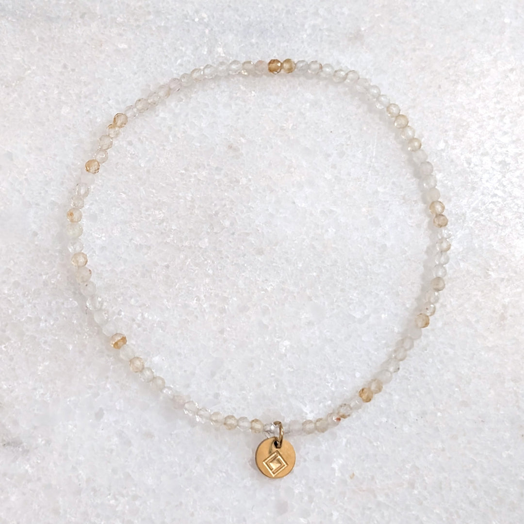 skinny citrine gemstone bracelet with 2mm faceted beads