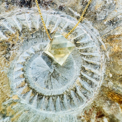 Citrine Octahedron gold necklace - lapis london 